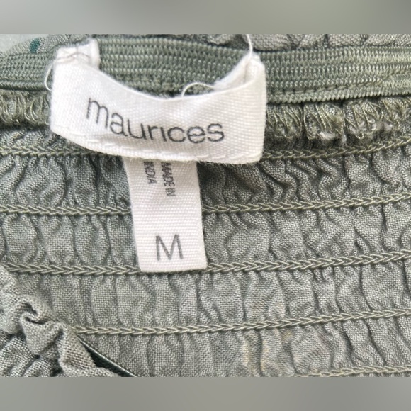 44.Maunces Green Floral Off The Shoulder Top Women’s Size M - Picture 7 of 15